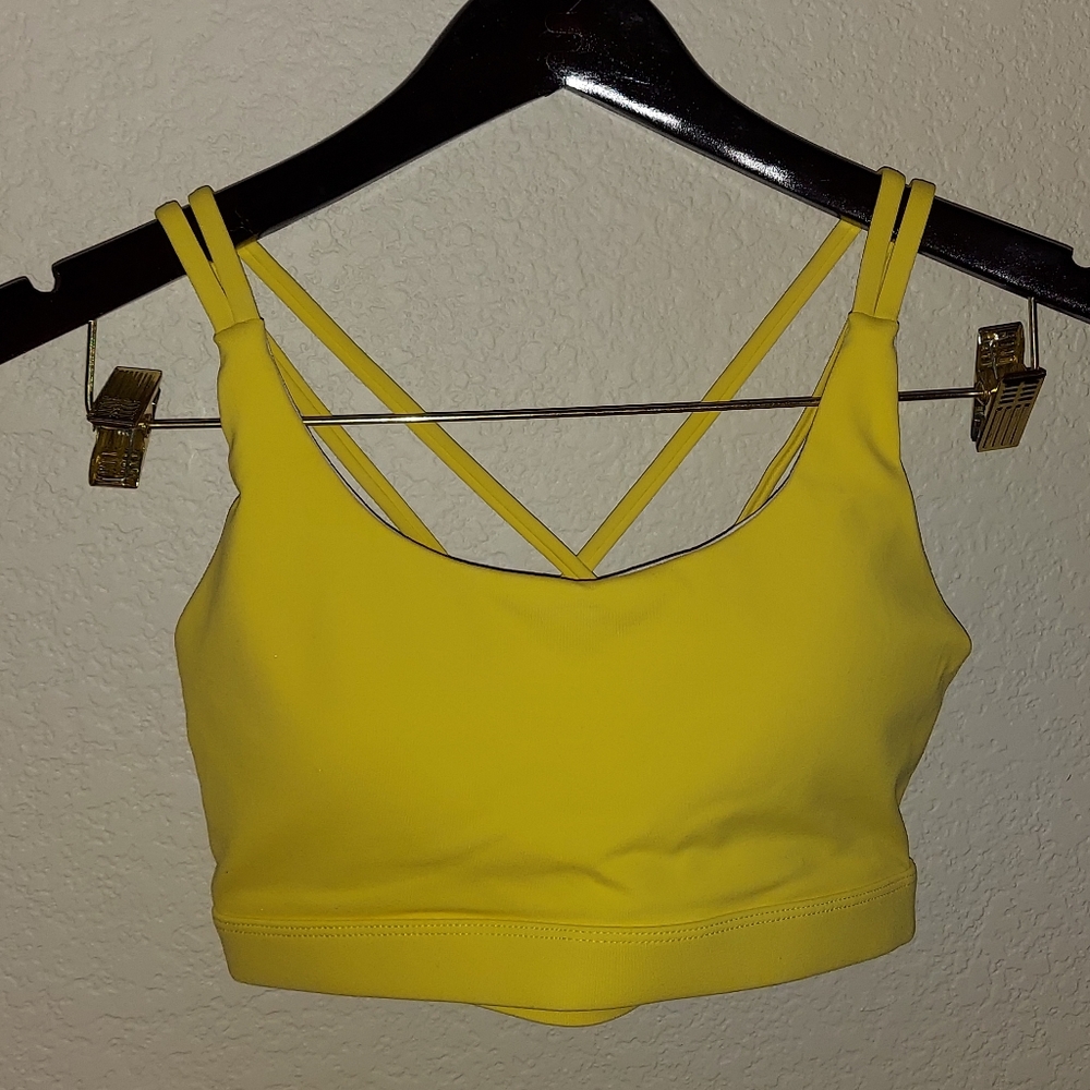 Full Support, Padded, Fitness / Exercise / Sports Push Up Bra in Yellow (Medium)